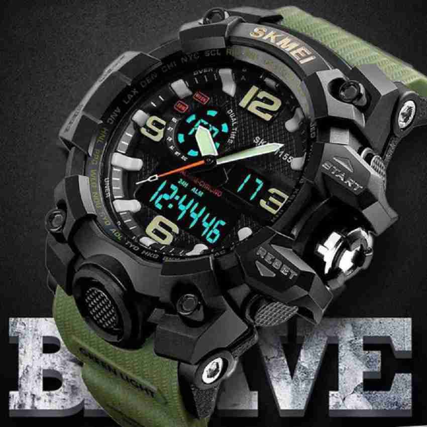 Skmei army best sale green watch