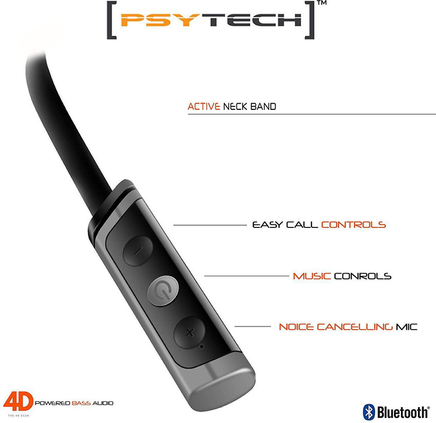 PSYTECH 4D Heavy Bass Neck Band Wireless Bluetooth Headset with