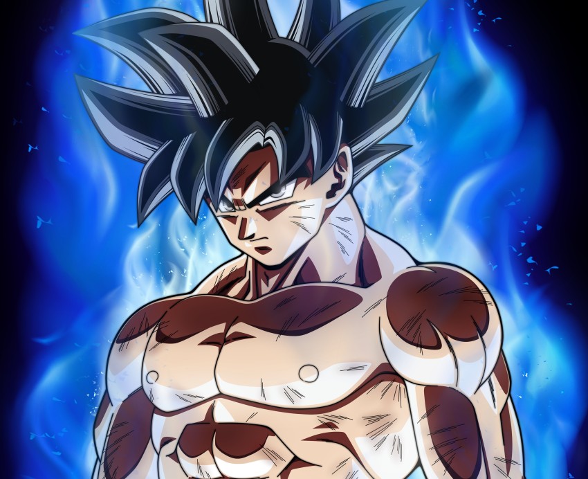 blue goku form sticker poster, dragon ball z poster