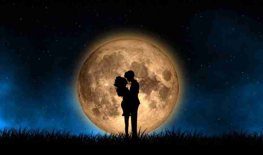 a beautiful moon at night, moon quotes, wall poster, romantic poster