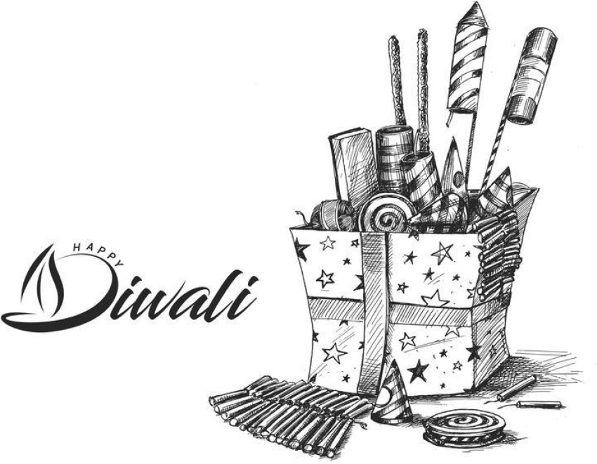 Sketch of Happy Diwali Stylish Diya Indian Festival Lamp Outline Editable  Vector Illustration Stock Vector  Illustration of auspicious backdrop  198115522