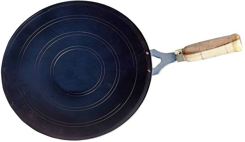 Indian cooking Iron Roti Tawa with Wooden Handle Silver
