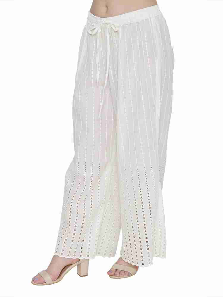 nit naya creation Flared Women White Trousers - Buy nit naya