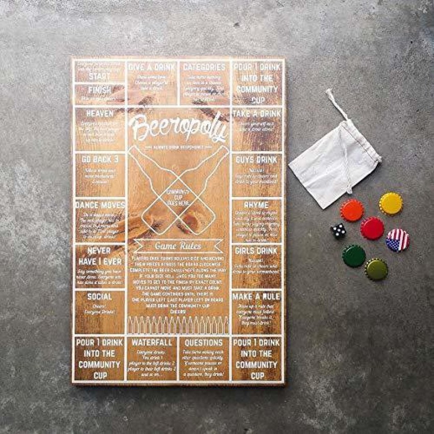 Beeropoly Beer Game Wood Drinking Board Game Original 