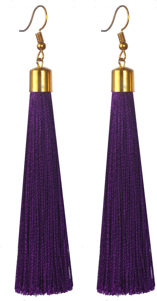 Dark purple tassel earrings top