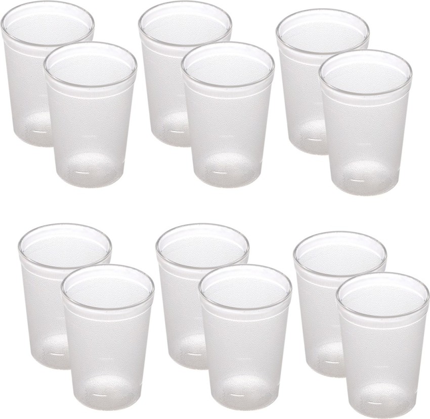 Plastic Unbreakable Stylish Transparent Water Glass/Juice Glass/Saga Magic Glasses  Set- (300 ml)