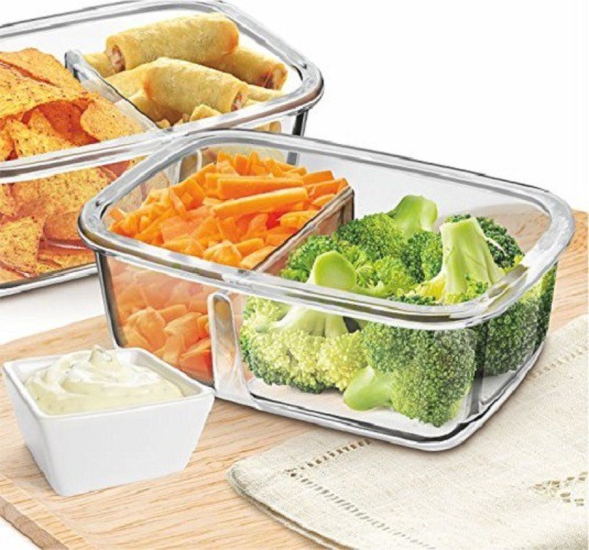 Buy RIOMTRIC Glass Lunch Box Containers Tiffin 1000 ML 2  Partition/Compartment Lunch Box PACK OF 1 Online at Best Prices in India -  JioMart.
