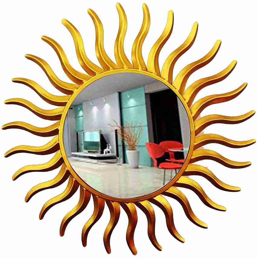 Furnish Craft Sun Burst Round Wall Mirror Drawing Room Gold 28x28 Inch Decorative Mirror Price in India Buy Furnish Craft Sun Burst Round Wall Mirror Drawing Room Gold 28x28 Inch Decorative