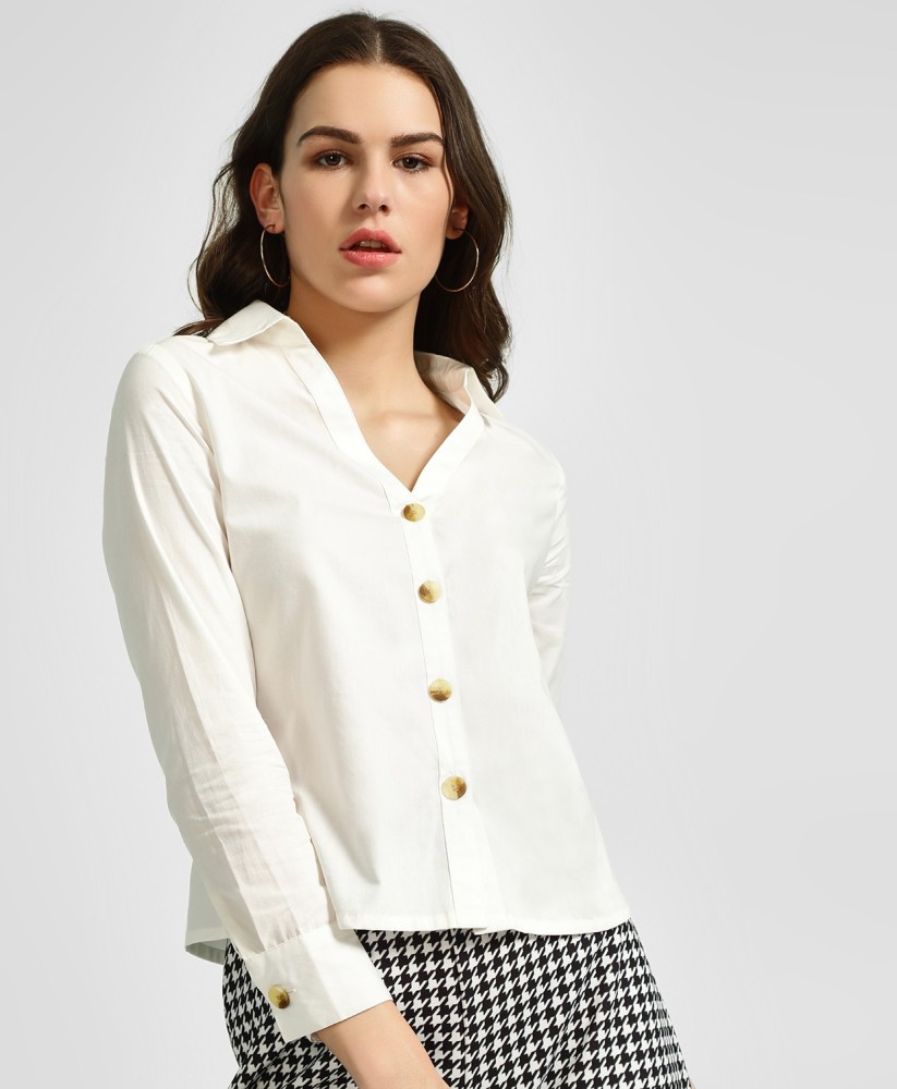 Hey by FBB Women Solid Casual White Shirt Buy Hey by FBB Women Solid Casual White Shirt Online at Best Prices in India Flipkart