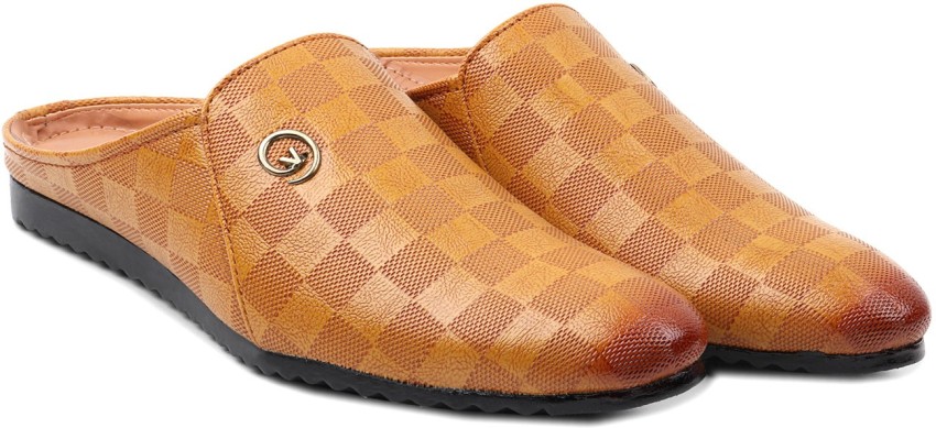 Brown Tan Logo Monogram Canvas LV Easy Mule Slippers