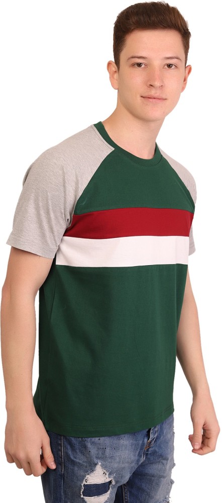 MILLIONARE Colorblock Men Round Neck Red, Green T-Shirt - Buy