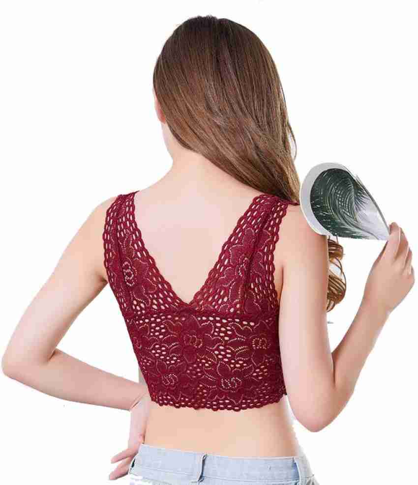 Buy Barshini Lace Bralette Sexy Lingerie Underwear Seamless Strap Padded  Bras for Women Sexy Women Lace Bralette Padded Push Up Lingerie Seamless  Wireless Bras (Free Size 28-34inches) Maroon Online In India At