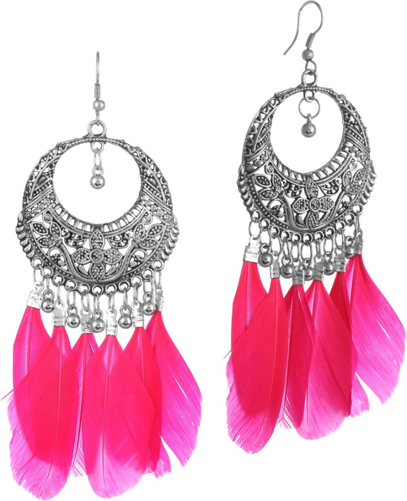 Pink feather deals earrings paparazzi