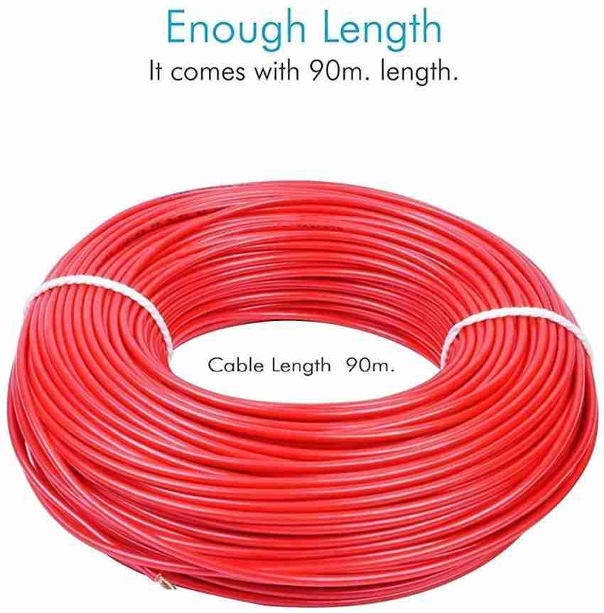 D'Mak KC Cab PVC Insulated Wire 1.0 SQ/MM Single Core Flexible Copper Wires  and Cables for Domestic/Industrial Electric 90 m Coil (Red /black) 1 sq/mm  Red, Black 90 m Wire Price in