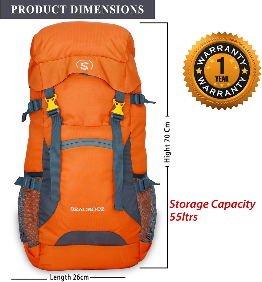 SEACROCZ 55L Rucksa Rucksack 55 L Orange With Grey Price in India Flipkart