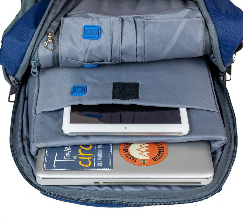 Grey and shop blue backpack