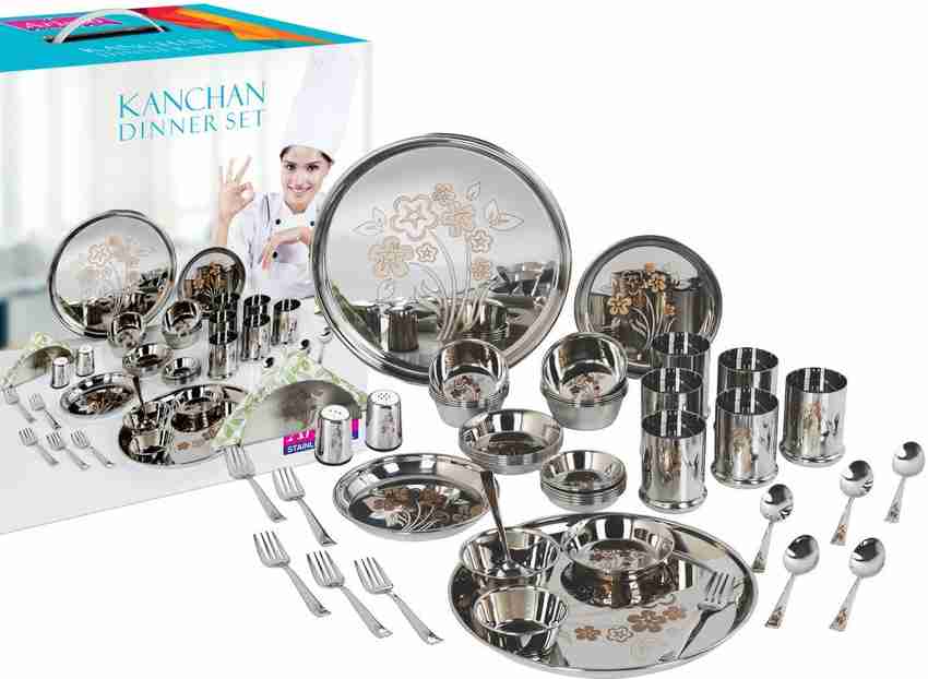 Aristo Pack of 56 Stainless Steel Stainless Steel Kanchan Dinner