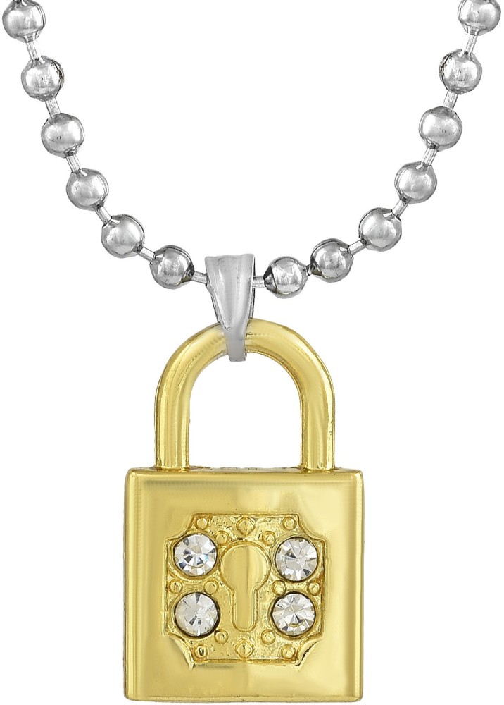 Padlock Necklace, Gold Gold Plated Brass, Women