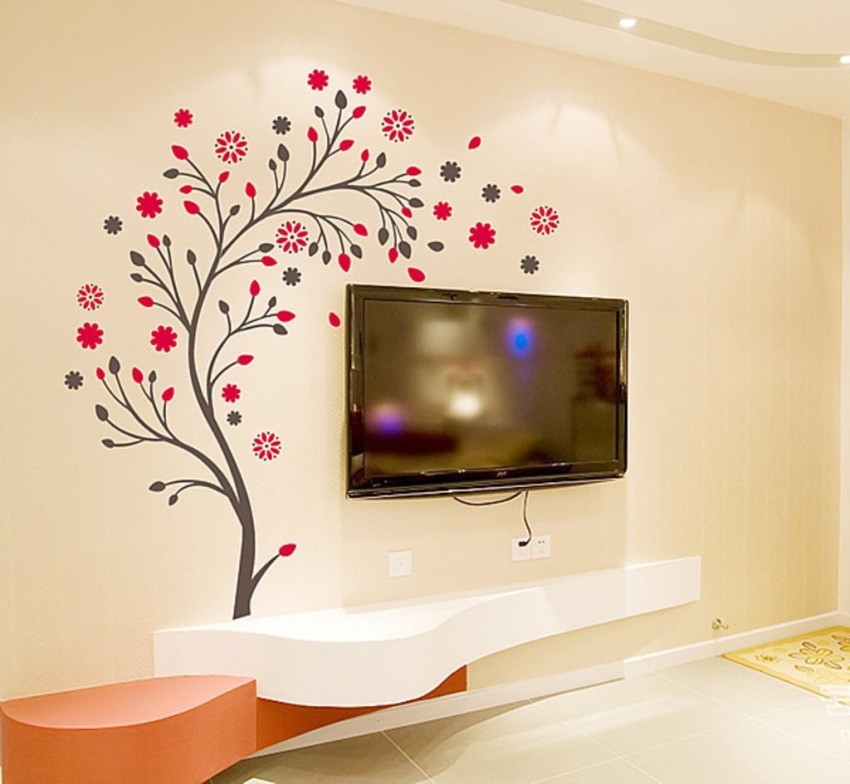 DECORZE Cherry Blossom Stencil For Bedroom Wall Painting