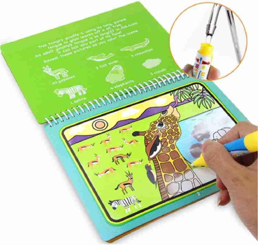 Coolplay Reusable Magic Water Drawing Book Coloring Book Doodle - Magic  colouring book with pen 