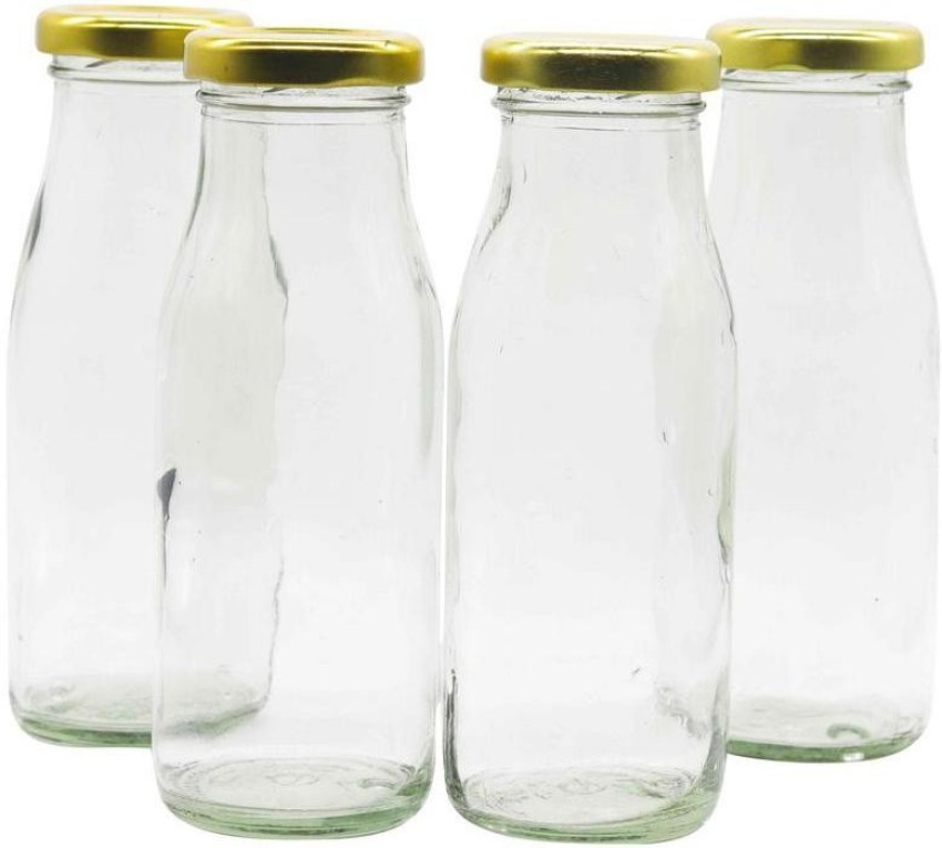 4pcs Milk Containers for Refrigerator Milk Jugs Glass Milk Bottles with  Lids 200ml 