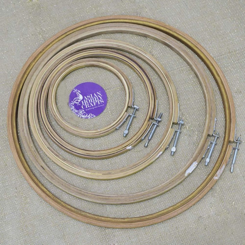 4 Pieces Wooden Embroidery Hoop Ring Frame: Size - 6, 8, 10, and 12 Inch-Adjust