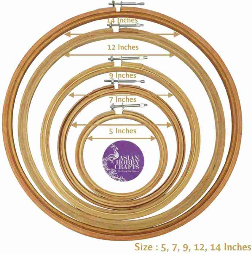 Lot of 7 ROUND WOOD EMBROIDERY HOOPS various sizes 12 8 5
