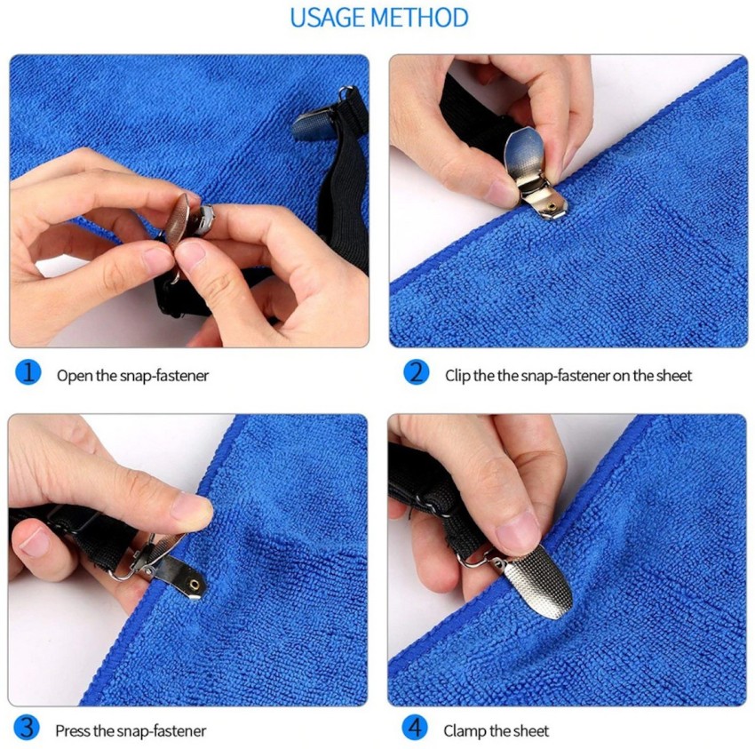 Vatsas Adjustable Bedsheet Holder Clips Straps Safety Lock Black