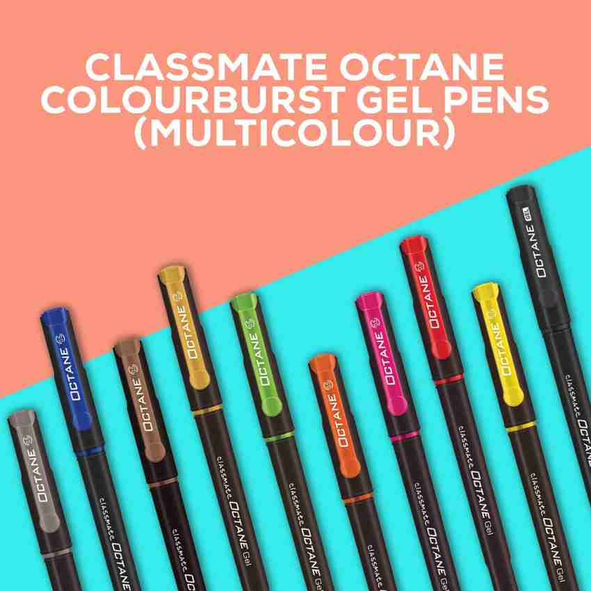  Cello Colour Bombs Coloured Ink Gel Pens, Pack of 10, 10  Vivid Ink Colours, Coloured Gel Pens, Gel Pen for Students