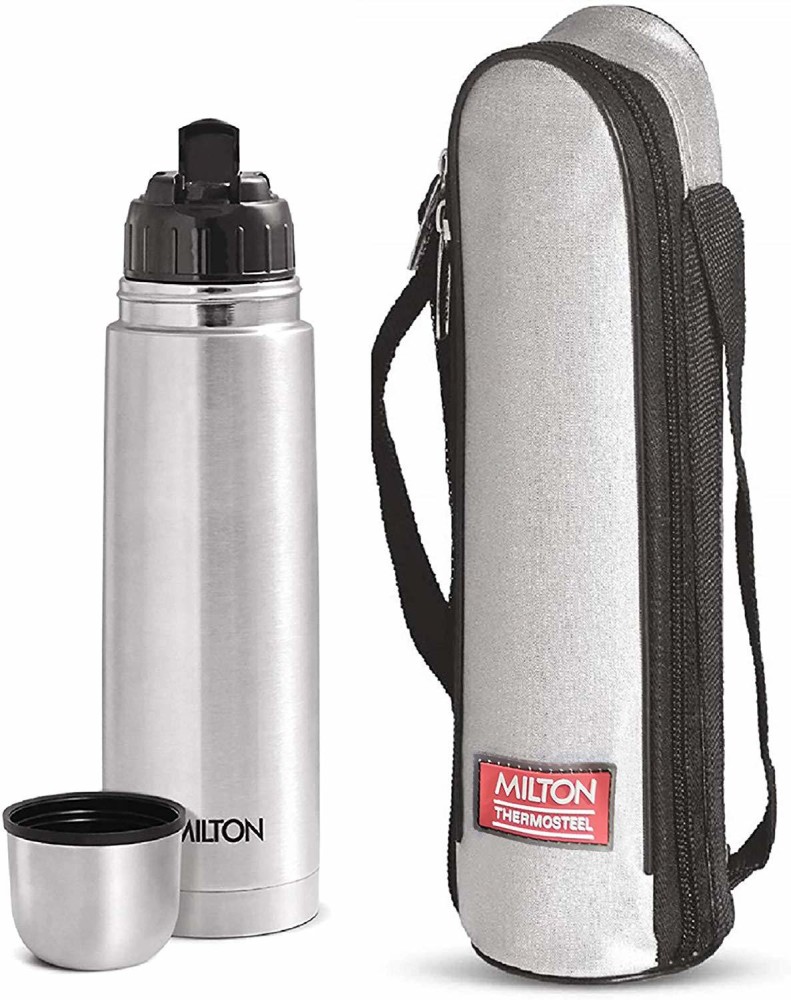 Milton Thermosteel Flip Lid Flask 350, Double Walled Vacuum Insulated Thermos 350 ml | 12 oz | 24 Hours Hot and Cold Water Bottle with Cover, 18/8