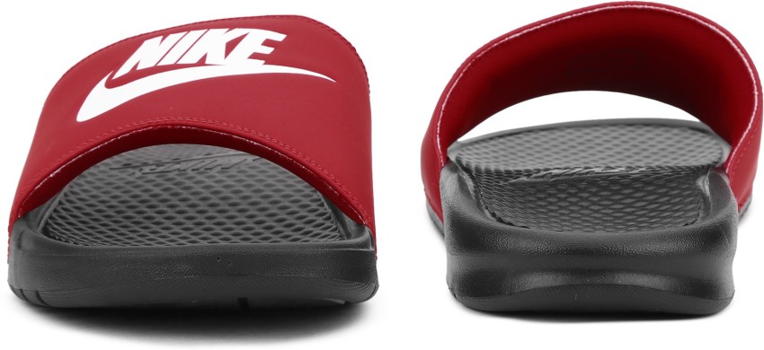 Nike benassi discount red and black