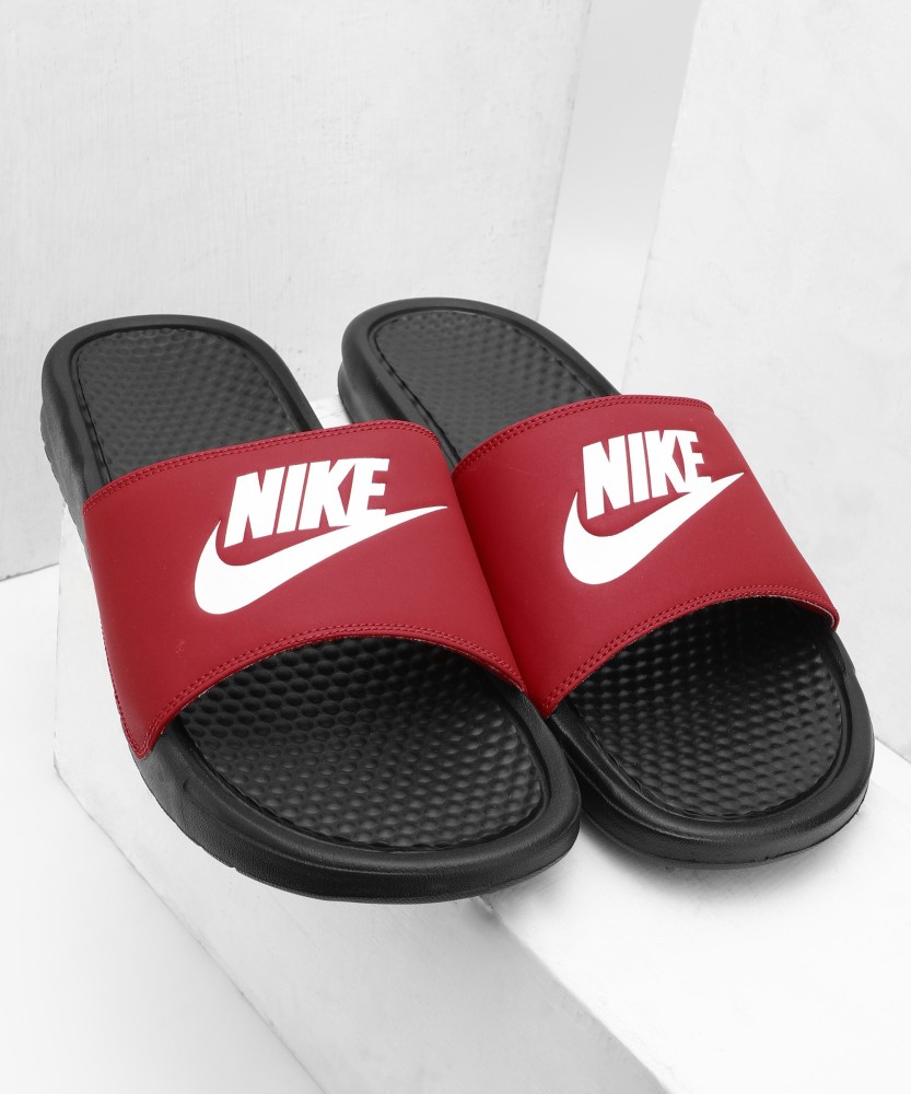 Nike flip flops red and online black