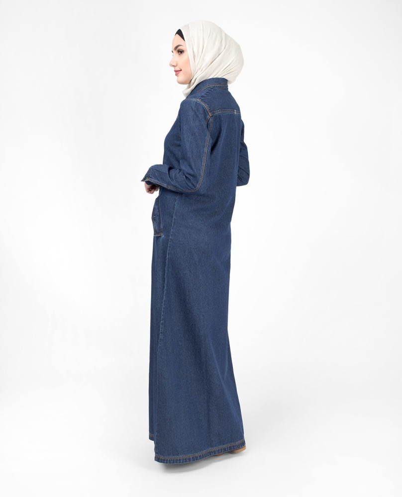 Denim clearance coat abaya