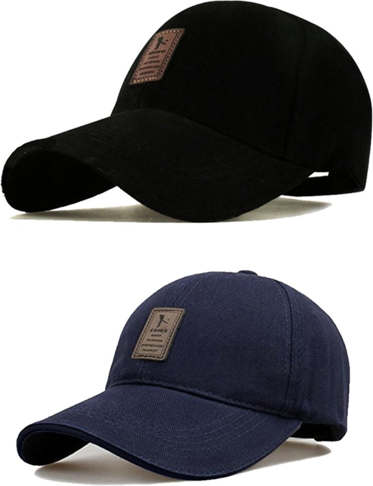 bolax Plain Navy Blue Cotton Baseball Cap