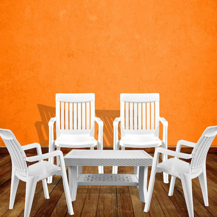 White plastic patio clearance set