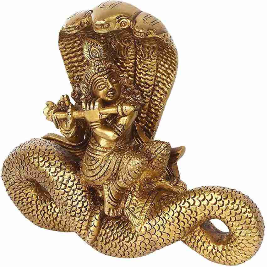 Laddu Gopal Dancing on Kaliya Nag Brass Statue