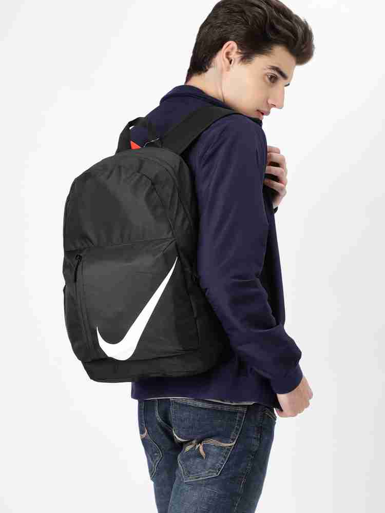 Nike black large swoosh logo backpack deals