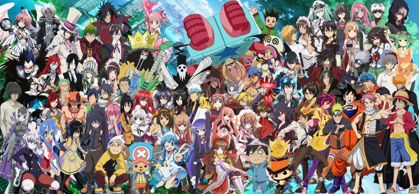 anime wallpaper assorted Anime characters poster Son Goku Monkey D Luffy  Uzumaki Naruto Gon css Dragnee  All anime characters Anime crossover  Anime characters