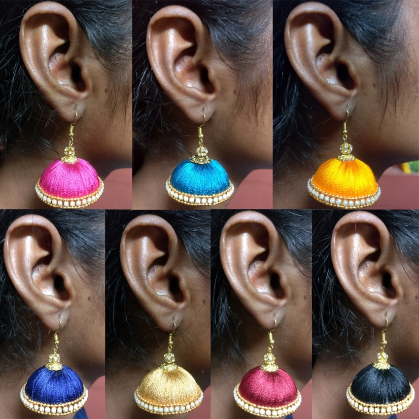 Colorful Silk Thread Earrings Elegant Silk Thread Colors Silk Thread Jewelry  Thread Earrings Silk Earrings Earrings Silk Thread Earrings 