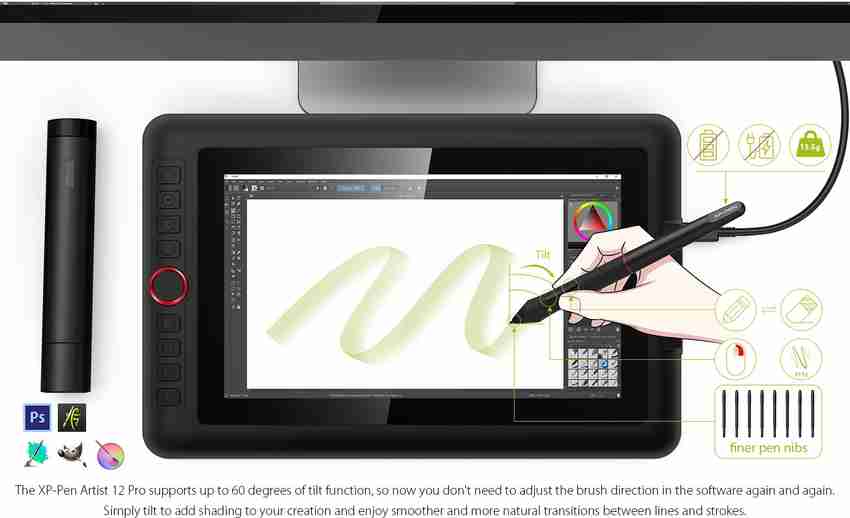 XP Pen Artist 12 Pro 10.09 x 5.67 inch Graphics Tablet Price in  