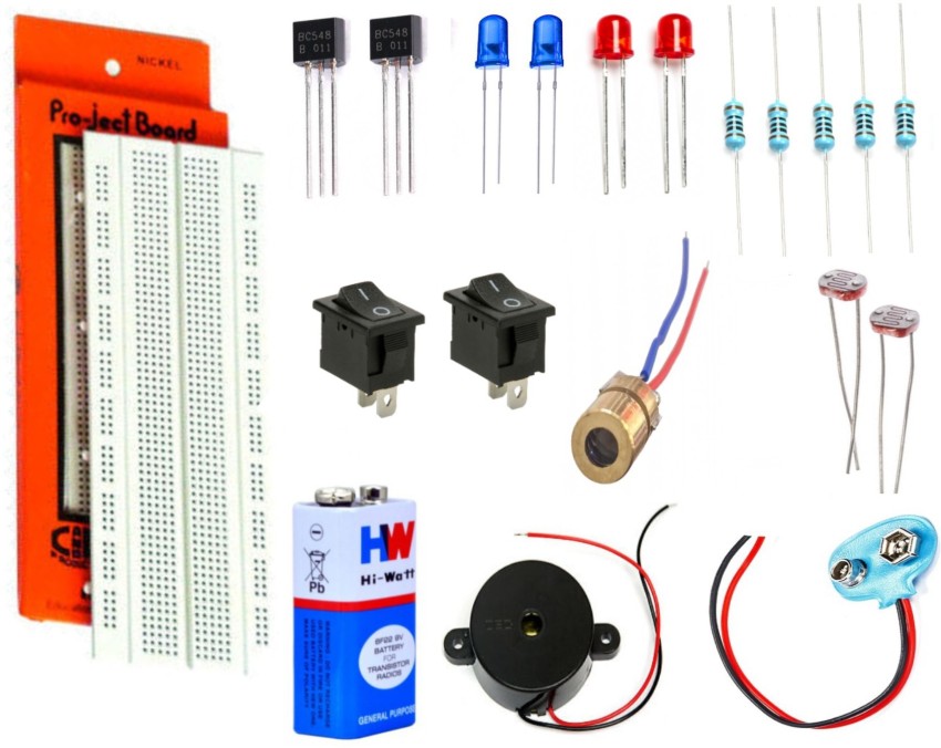 DENGINEERS LASER SECURITY ALARM KIT (ON BREADBOARD) WITH NO SOLDERING FOR  Educational Electronic Hobby Kit