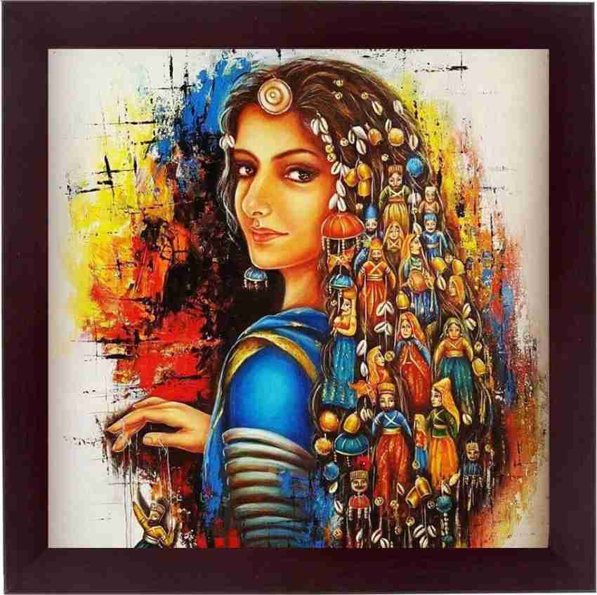 FRIZZY ARTS girl abstract art painting, Digital Reprint 20 inch x 14 inch  Painting Price in India - Buy FRIZZY ARTS girl abstract art painting