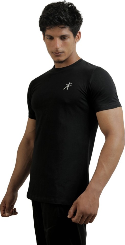 Athflex Solid Men Round Neck Black T-Shirt - Buy Athflex Solid Men Round  Neck Black T-Shirt Online at Best Prices in India