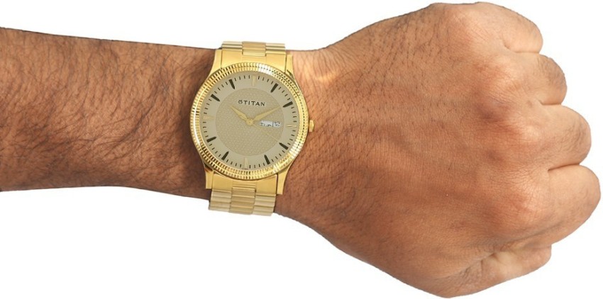 Titan Analog Gold Dial Men's Watch-NL1650YM04/NP1650YM04