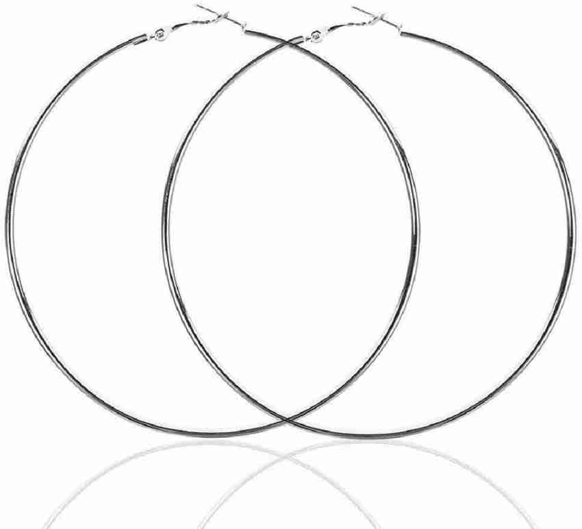 Flipkart Buy GROOT Big Round Alloy Silver Color Hoops Earrings 75mm Alloy Metal Hoop Earring Online at Best Prices in India