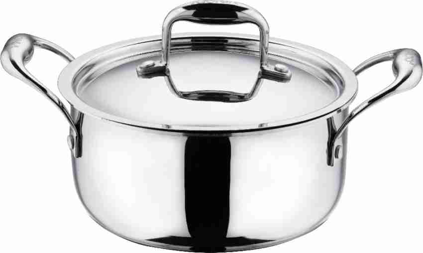 Vinod Platinum Triply Stainless Steel Kadai With Lid - 36 cm, 8 L