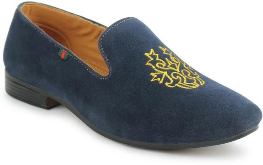 Navy Blue Velvet Slippers Design by Modello Domani at Pernias Pop Up Shop  2023