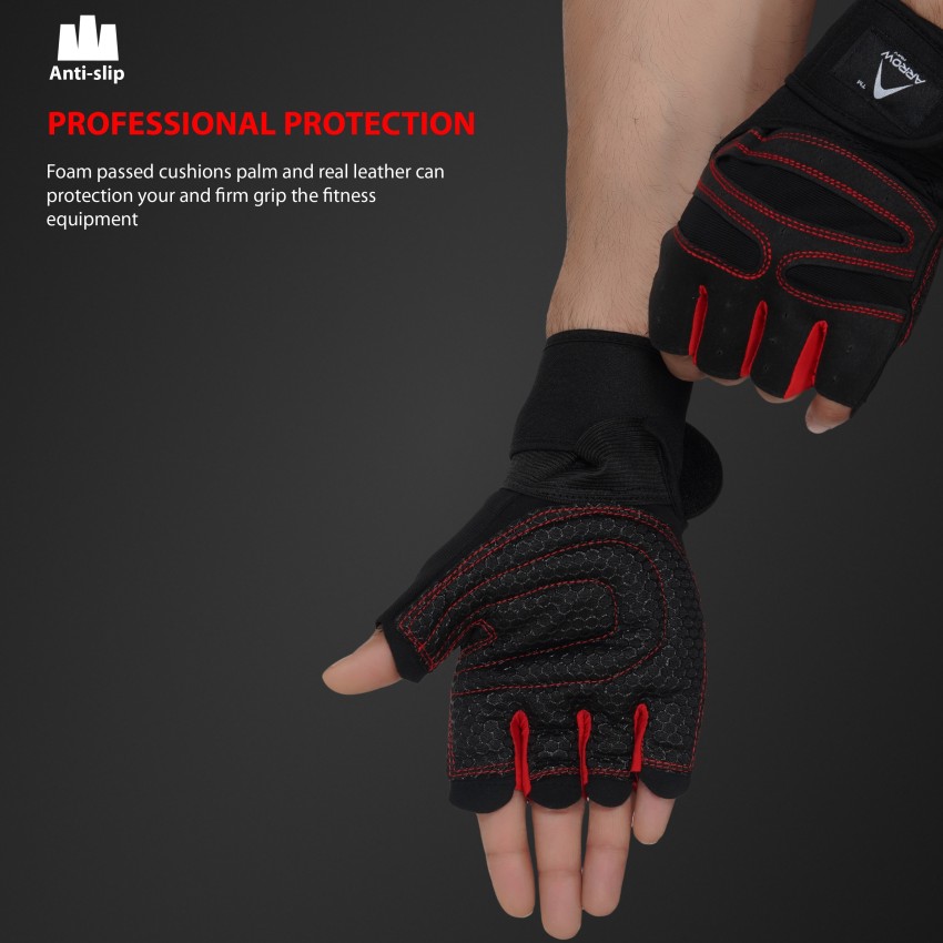 Wrist Wrap Weight Lifting Gloves w/ Gel Padding - Gray/Neon