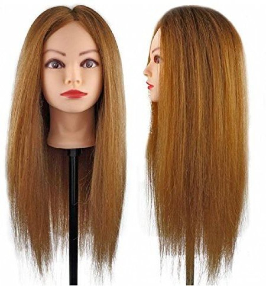 80% Real Human Hair Mannequin Head Model, 18 Inches With Stand