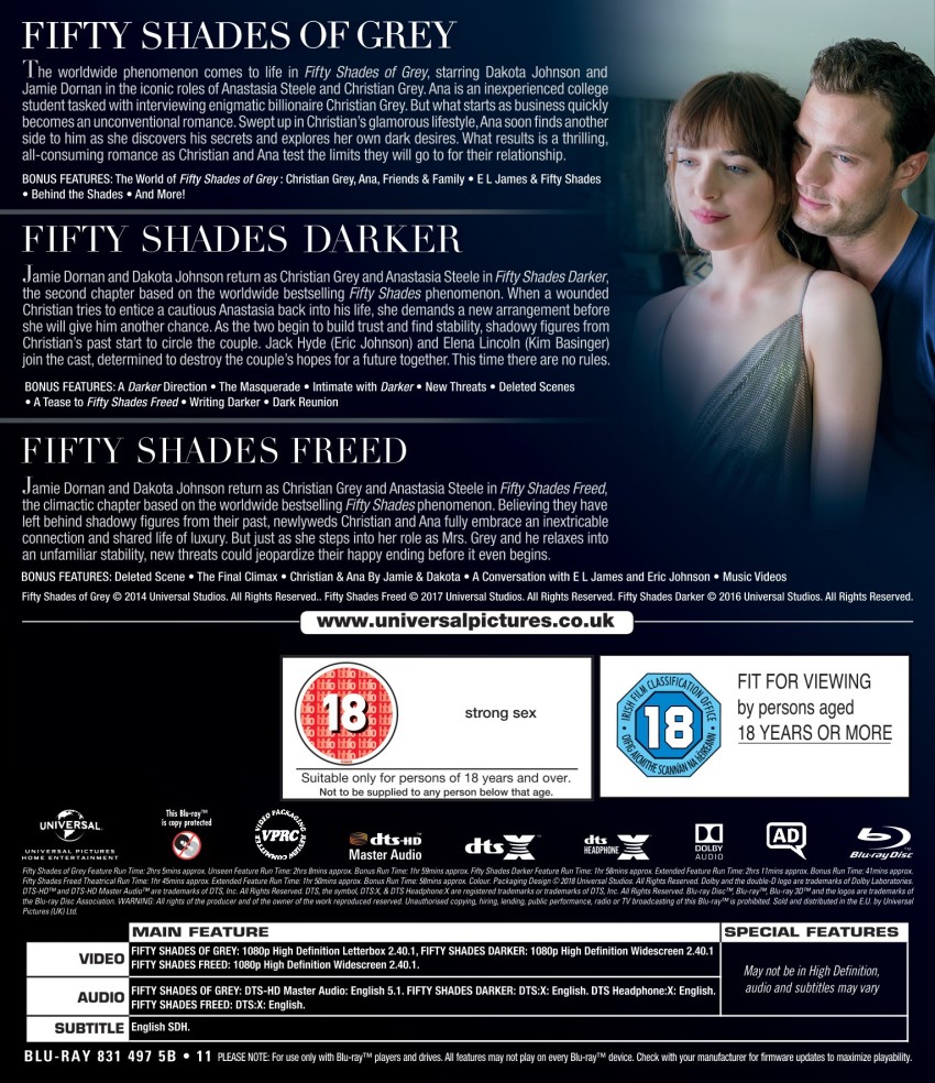 Fifty Shades Trilogy Includes full Theatrical Extended